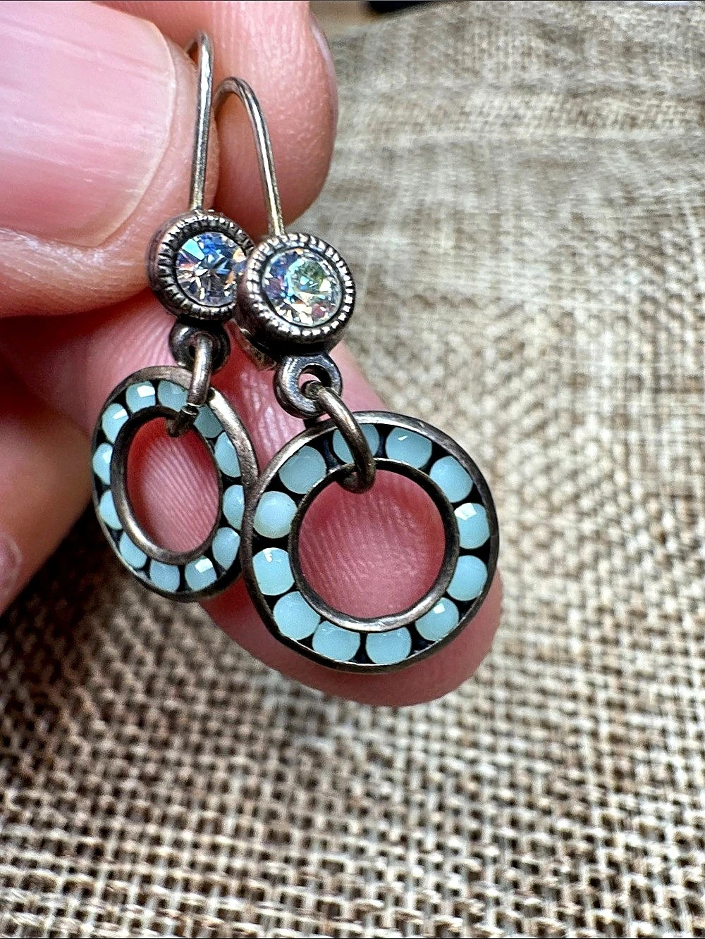 Turquoise Inlay Drop Earrings .925 silver 15